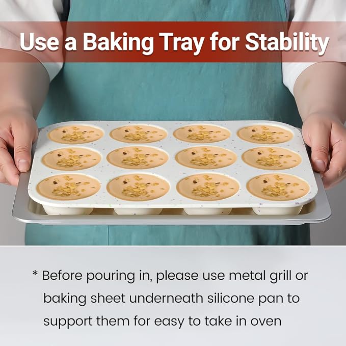 CAKETIME Silicone Muffin Pans for Baking, Regular 12 Cups and Mini 24 Cups Muffin Pan for Baking Egg Bites, Muffins, Cupcakes, Frittata Set of 2 Confetti