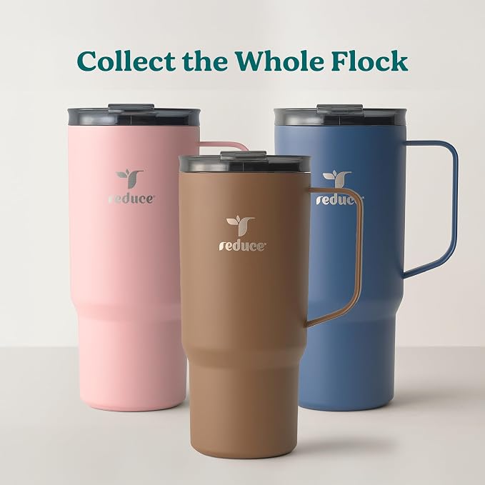 REDUCE 24oz Hot1 Vacuum Insulated Mug w/Lid and Handle - Coffee & Tea Cup | With Flo-Motion lid and handle, single-serve and cupholder friendly, keeps drinks hot for up to 8 hours