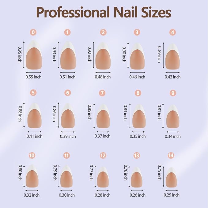 Misssix 150Pcs French Tip Press on Nails Medium Almond Brown Gel Fake Nails | No Need to File Tips Pre-lasting, Fake Nails for Nail Art DIY 15 Sizes