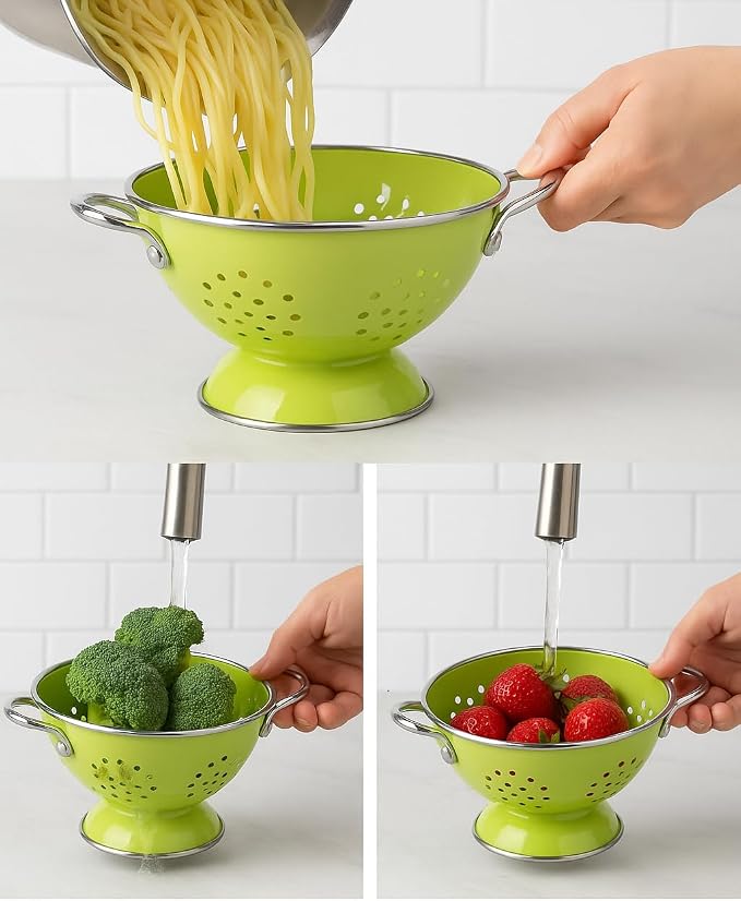 Calypso Basics by Reston Lloyd Powder Coated Enameled Colander, 1 Quart, Turquoise