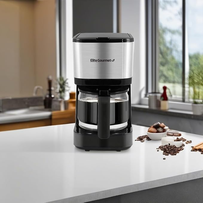 Elite Gourmet EHC9420 Automatic 5-Cup Drip Coffee Maker, Pause N Serve | Reusable filter, On/Off switch, and water level indicator for easy monitoring