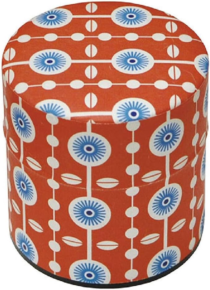 Japanese Pokkan Matcha Coffee Spice Tea Tin Canister Washi Paper Storage with Lid 3.89 oz Capacity (Kururi, S)