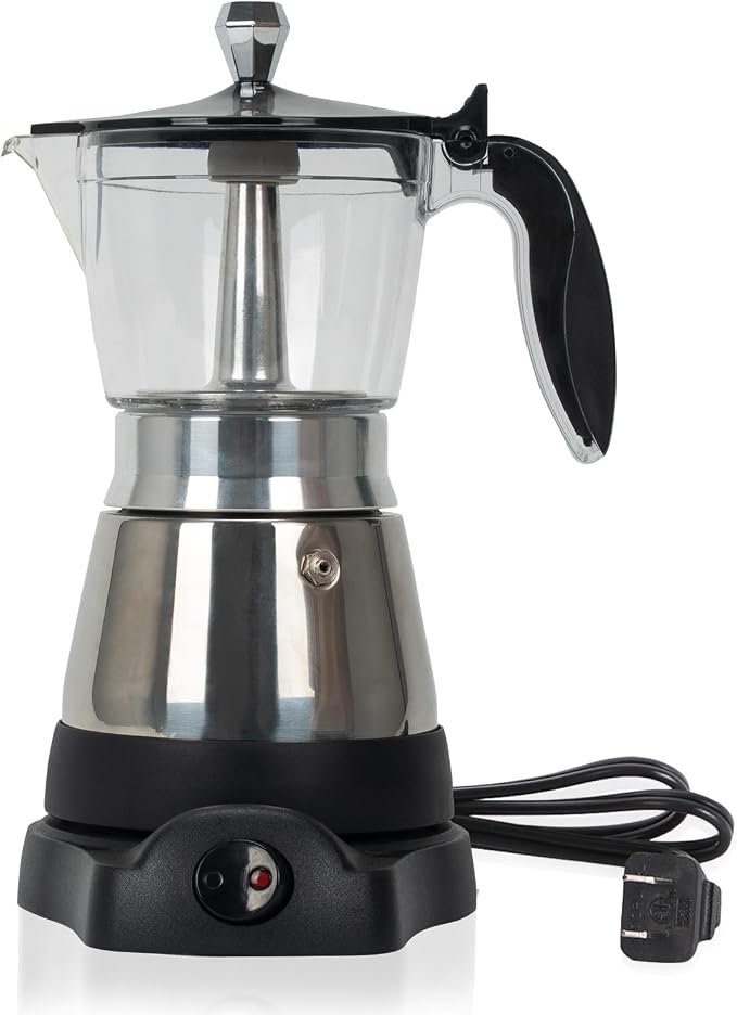LAOION Cafeteras Electricas Modernas Moka Pot, Coffee Espresso Machine | 6 Cup Cuban Coffee Maker with Detachable Base & Overheat Protection, Greca Electrica De Cafe Gift for Travel