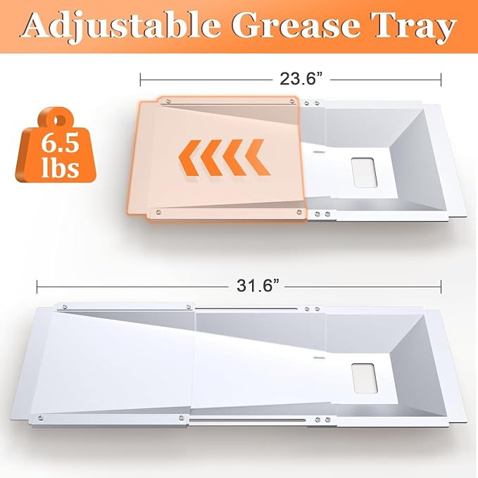 Uniflasy Universal Grease Tray with Catch Pan fits Nexgrill, Charbroil, Dynaglo, Kenmore, BHG, Grill Master, Backyard, Uniflame, Expert Gas Grill, Adjustable Drip Pan for 3/4/5 Burner Gas Grill