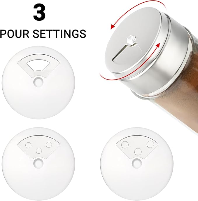 Segarty Spice Jar with Shaker Lids, 6 Pack 4 oz Glass Spice Jars with Adjustable Pour Large Holes for Herbs Grains, 120ml Clear Empty Seasoning Containers Spices Bottles Lid Salt Pepper Shakers