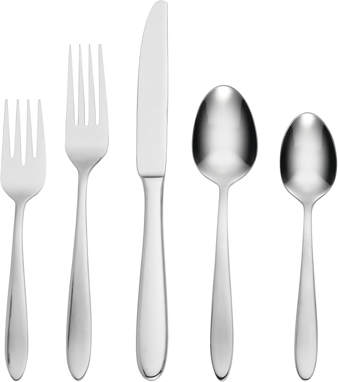Oneida Mooncrest 20-Piece 18/0 Silverware Set for 4, Flatware | mirror finish, dishwasher safe | includes knives, forks, and spoons | cutlery set for kitchen and dining