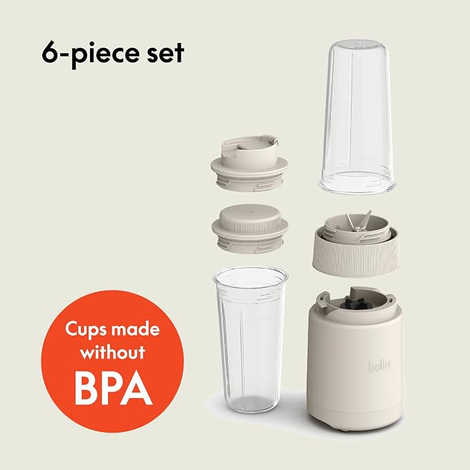 bella Rocket Blender 6-Piece Set with Stacking Cups, Oatmilk
