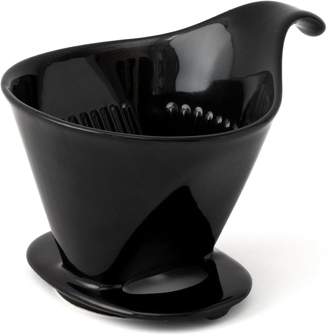ZERO JAPAN - Bee House Pour Over Coffee Dripper - Ceramic Coffee Maker with Elegant Peek Hole, Drip Cone Brewer Coffee Gifts, Brewing Accessories - Black, Standard Size