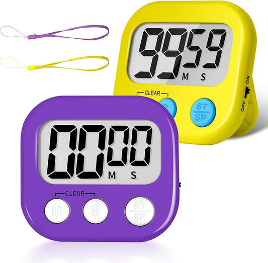 ZILLEEN Classroom Timer for Kids Teachers 2 Pack Digital Timers Pur Ye | Strong Magnetic, Large Screen, Big Button, Teacher Classroom Must Haves Kitchen Timers for Cooking Egg Exercise Study