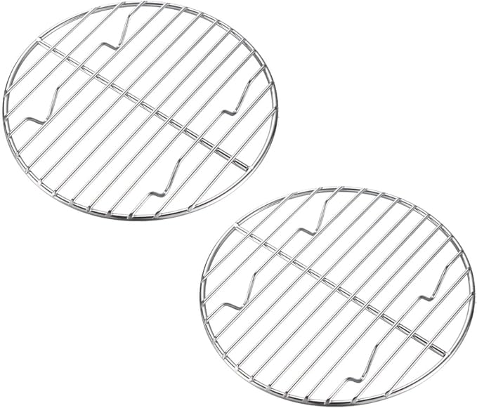 CAMPINGMOON 2pcs Round round cooling rack 304 Stainless Steel Cooking Grid Grill (φ6.7 inches, W17-2P)