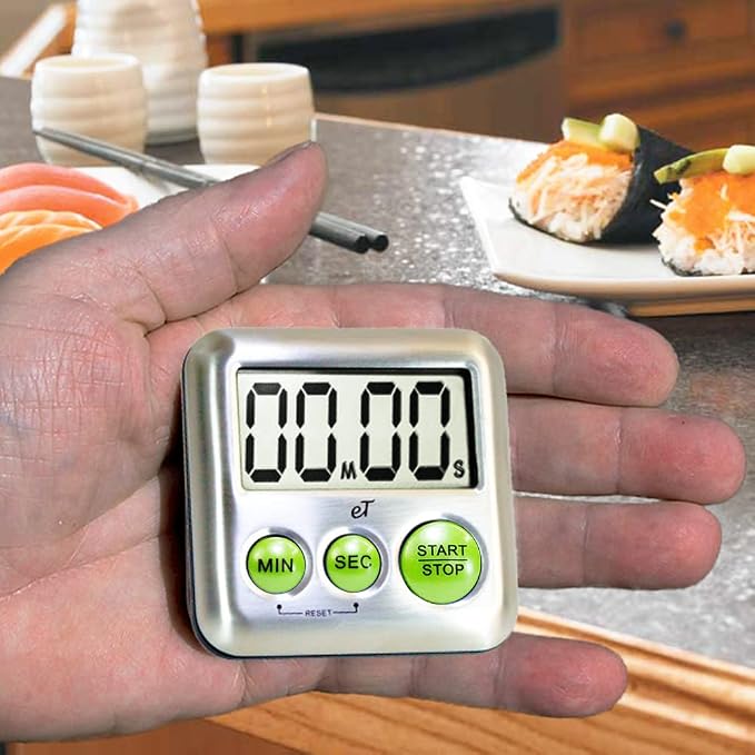 Elegant Digital Kitchen Timer Stainless Steel - Loud Alarm - Model Lime