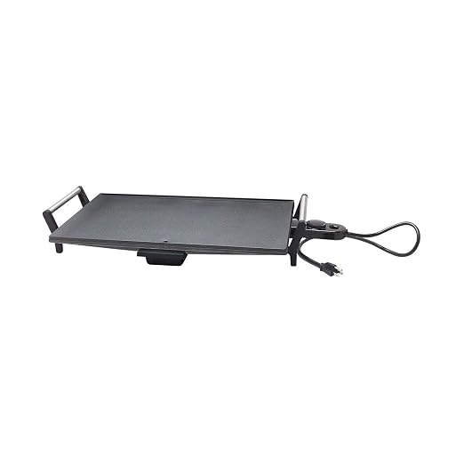 BroilKing PCG-5 Electric Flat Top Griddles | Countertop Hot Plate Grill for Restaurant Teppanyaki Food Truck | Removable Backsplash and Grease Tray, 29”W x 12.5”D x 5.5"H, Black, Stainless Steel, 120v