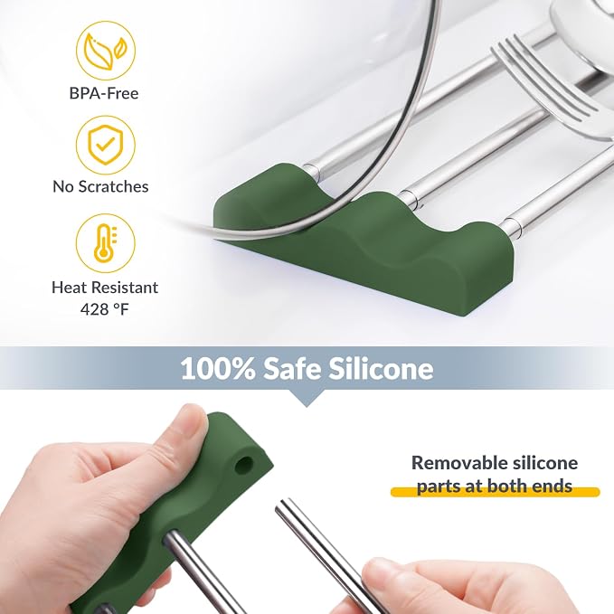 Tomorotec Adjustable Over-The-Sink Kitchen Rack, BPA-Free, Army Green | Holds 16.5 Lbs; For Dishcloths, Sponges, and Brushes - Heat-Resistant Stainless Steel with Slim, Expandable Design