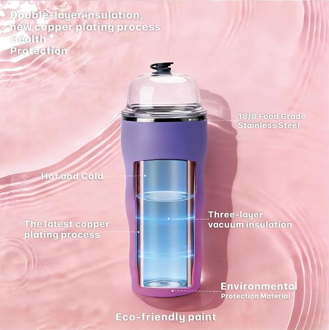 20 oz Insulated Tumbler with Straw, Pink Purple Gradient | 18/8 stainless steel, double-wall vacuum insulation, BPA-free materials, reusable straw, for everyday hot and cold drinks.