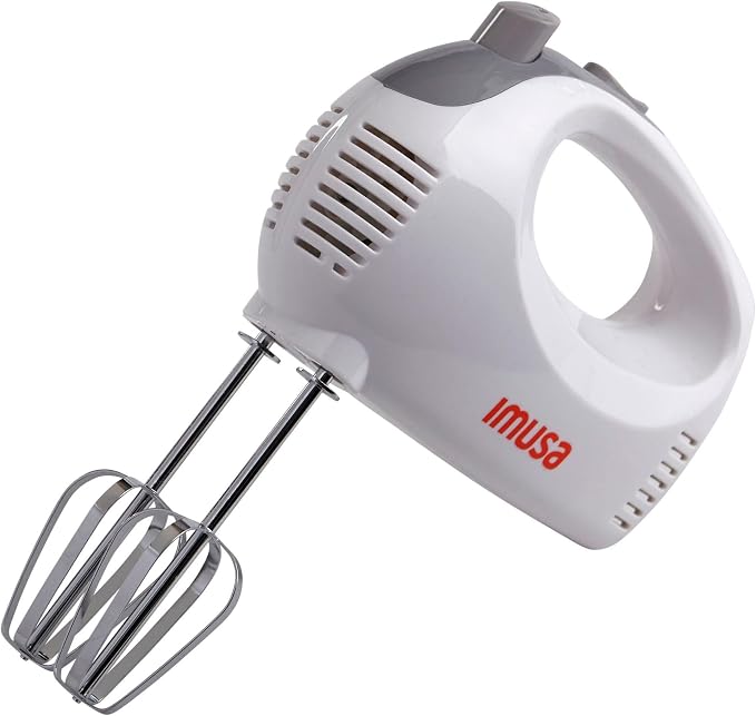 IMUSA USA Hand Mixer with Case 5-Speed ,White, Small | Ideal for Mixing and Blending Tasks