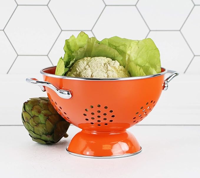 Calypso Basics by Reston Lloyd Powder Coated Enameled Colander, 1 Quart, Orange,18500