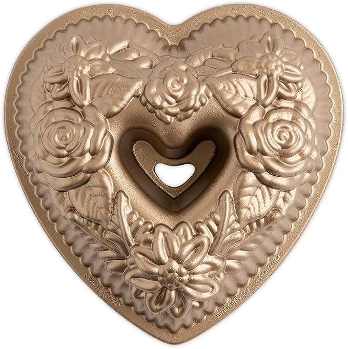 Nordic Ware Wildflower Heart Bundt, 6 Cup, Toffee