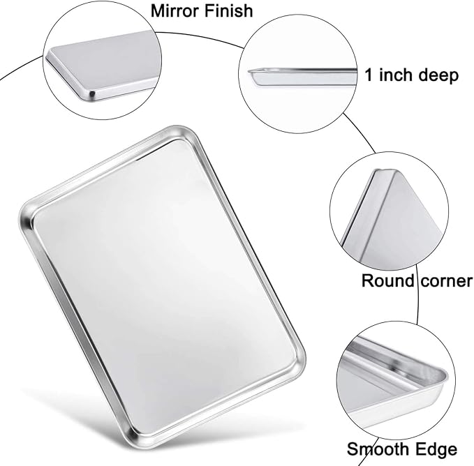 TeamFar Baking Sheet with Cooling Rack Set, 20 x 14 x 1 inch | Stainless Steel Large Cookie Sheet Pan and Baking Rack Set, Non Toxic & Heavy Duty, Mirror Finish & Dishwasher Safe