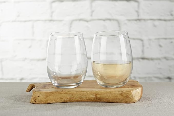 Kate Aspen 9 oz Stemless Drinkware Set of 12 - Clear Glass Cups for DIY Crafts, Party Favors, Bridal Events, Red or White Stemware, Small Tumblers, Decorative Barware, Unique Table Gifts