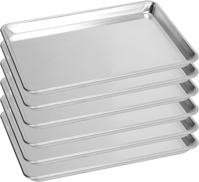 BIEAMA 6 Pack 15" x 21" Baking Sheet Pan, Aluminum Large Size Cookie Sheets | Commercial Heavy Duty Cookie Sheets for Professional Bakery and Kitchen Baking