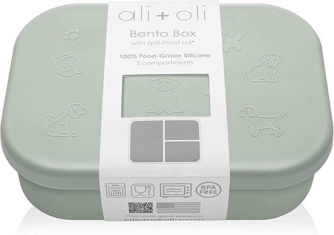 Ali+Oli Silicone Bento Box for Kids, Baby Lunch Box, BPA-Free, Spill-Proof | Daycare, Preschool, Food separation, Portion control, Snack storage, Travel-friendly, Easy cleaning, Toddlers