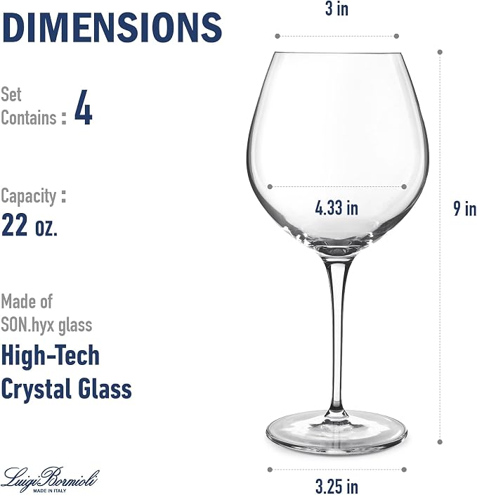 Luigi Bormioli Crescendo Bourgogne Wine Glasses - Clear, Set of 4