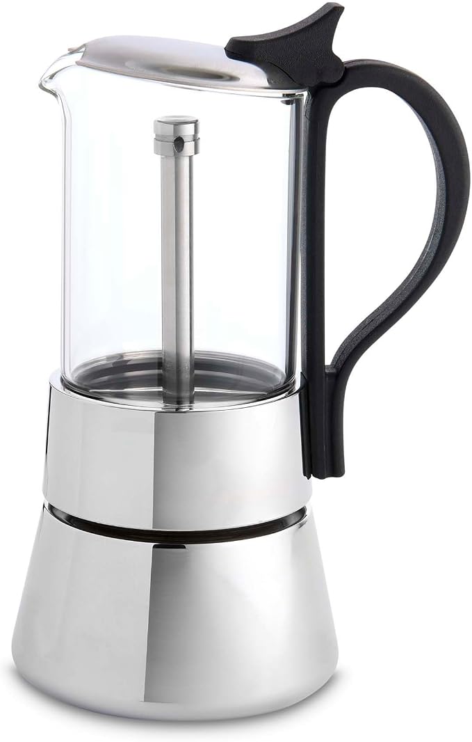 Fino Glass Top Espresso Coffee Maker, Brews up to 4 Servings