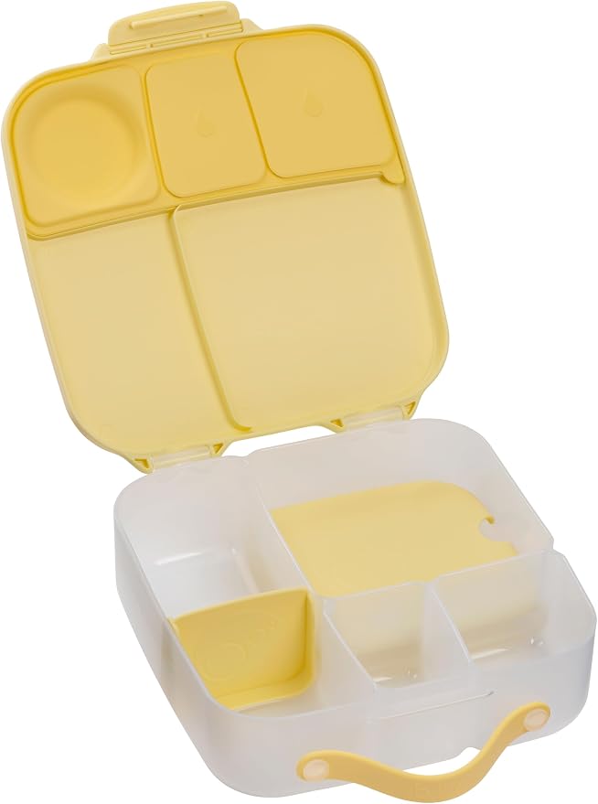 b.box Lunch Box, 8.5 Cup Bento Box for All Ages, Snack Box, Food Containers | Lunch Box Kids + Adults, Lunch Containers, 4 Compartments, Leak Proof, Dishwasher Safe, BPA Free, PFAS Free — Lemon Twist