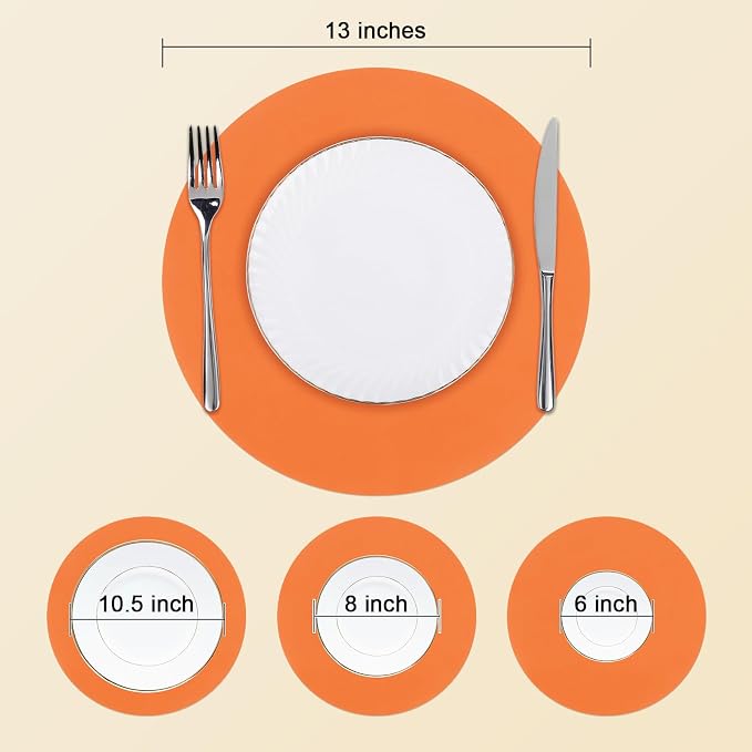 SHACOS 100 PCS Round Paper Placemats 13 inch Disposable Fall Place Mats | Dinner Wedding Birthday Party Thanksgiving Table Decoration Indoor Outdoor, Orange