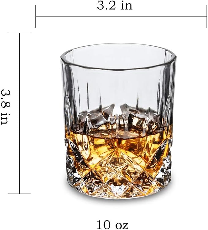 KANARS Old Fashioned Whiskey Glasses with Luxury Box - 10 Oz Rocks Barware For Scotch, Bourbon, Liquor and Cocktail Drinks - Set of 4 - Men Gift | Rocks Barware For Scotch, Bourbon, Liquor and Cocktail Drinks Set of 4 Men Gift