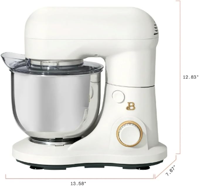3.5 Qt Stand Mixer, with Flat Beater, Dough Hook, Whisk (White)