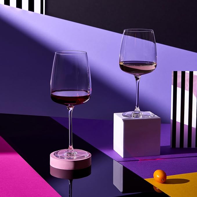 Krosno Red Wine Glasses Set of 4, 20.3 oz, Modern Collection | Large White Wine Glasses, Rosé, Cocktails, Aperol, Water, Lead-Free Crystal, Dishwasher Safe, Idea Reaglo