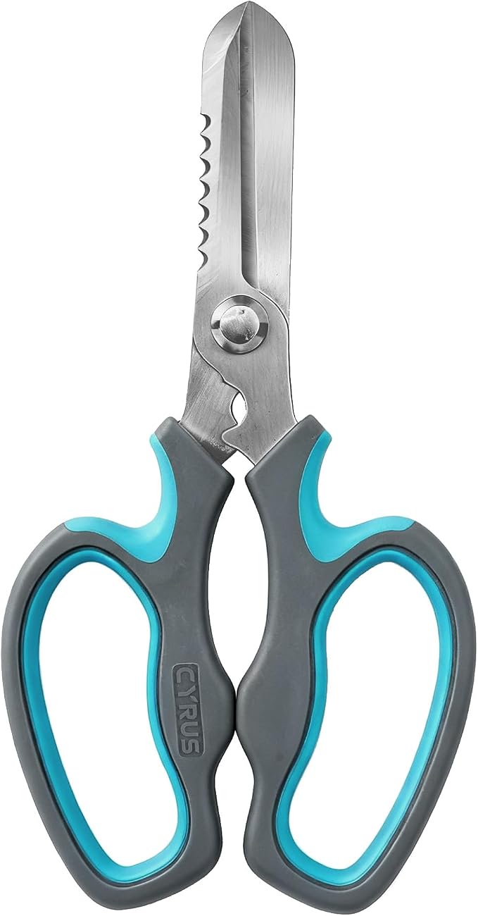 Blue Serrated Floral Scissors Garden Shears with Integrated Stab Remover | Anti-Slip Ergonomic Grips Florist Cutters, Sharp Serrated Blades, Lightweight For Rose Trimming And Floral Arrangement