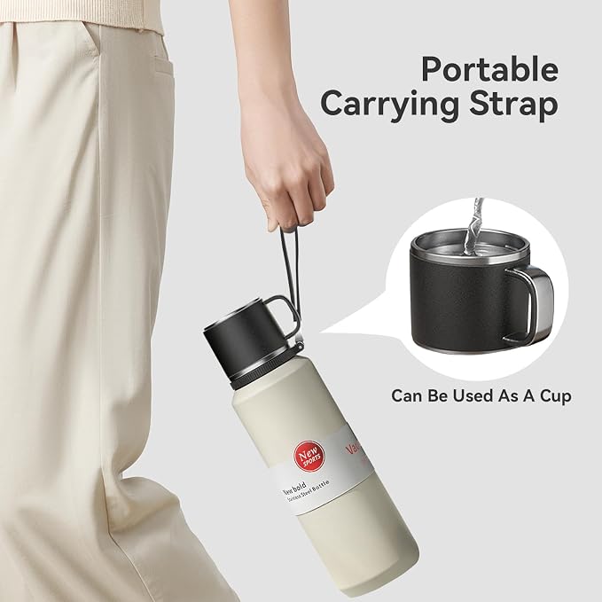 Stainless Steel Insulated Tea Infuser Bottle, Vacuum Insulated Water Bottle, Tea Tumbler with Separate Tea Compartment, 24-Hrs Insulation Commute Travel (White,50oz/1500ml)