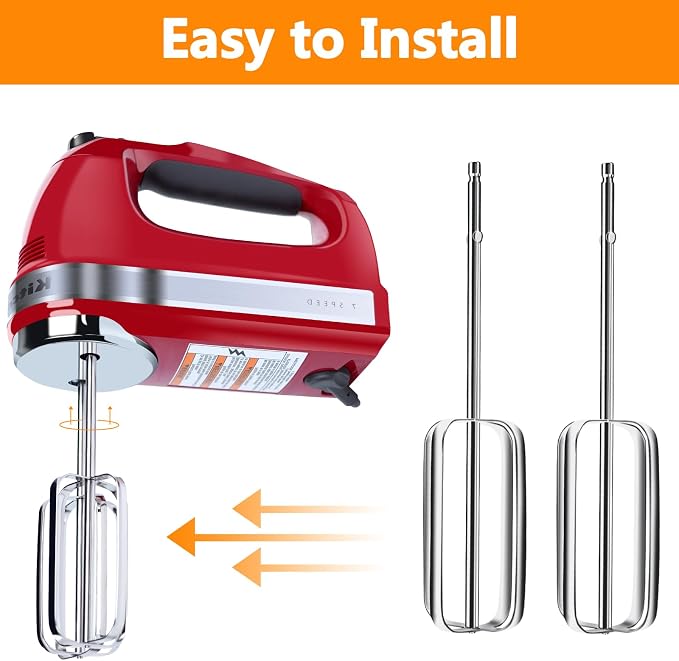 2 Pcs Hand Mixer Beaters Stainless Steel Attachments Compatible with kitchenAid Hand Mixer,Hand Mixers Replacement Parts