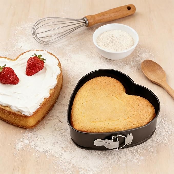 Springform Pan Set of 3 (7,8,9 Inch) - Heart Shaped Leakproof Cheesecake Pans with Removable Bottom, Nonstick Carbon Steel Cake Tin for Valentine‘s Day, Anniversary Baking(SIZE:Heart Shape)