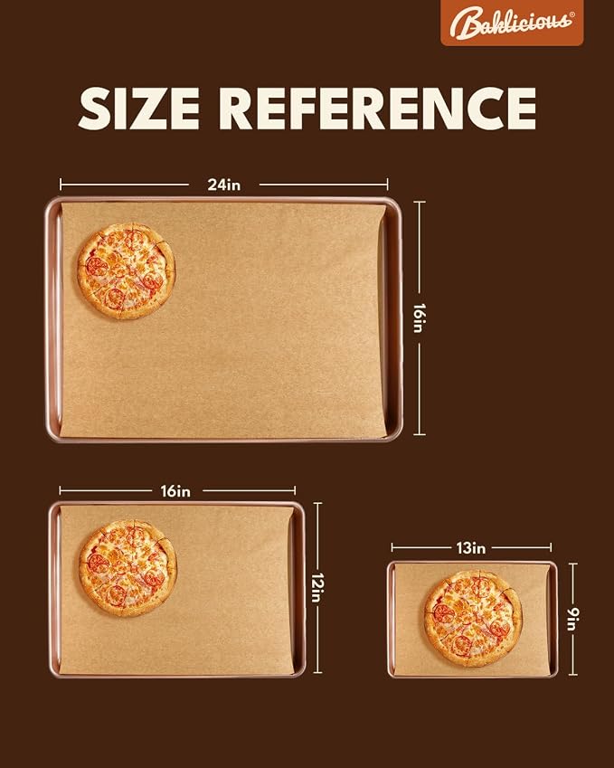 Baklicious 16x24inch 100pcs Unbleached Precut Non-Stick Full Parchment Paper