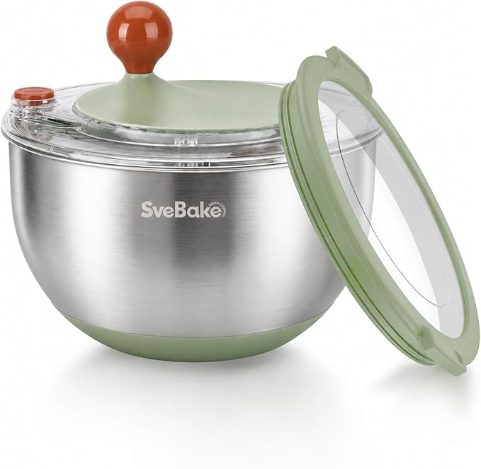 Stainless Steel Salad Spinner with Storage Lid, 5.3 Qt, BPA-Free | Quick Dry 4-in-1 Multi-Functional Lettuce Spinner, Drain, Stop Button, Fruit & Vegetable Washer, Non-Slip Base, Easy Clean