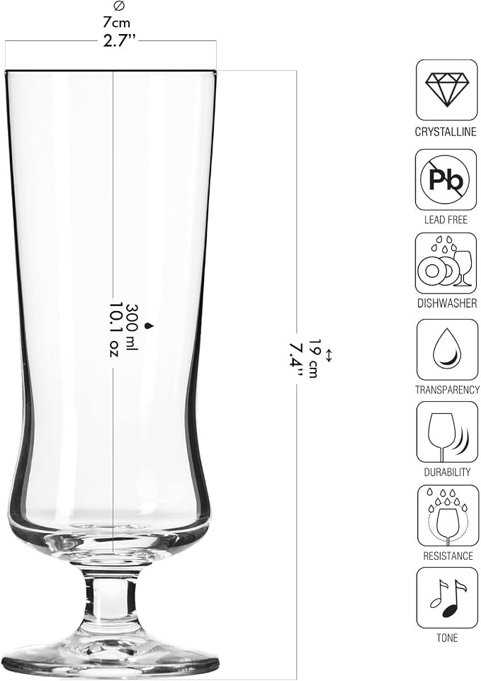KROSNO Cocktail Glasses Set of 6, 10.1 oz, Avant-Garde Collection | Drinking Glasses for Cocktails, Lead-Free Crystal Glassware, Aperol Spritz Glasses, Dishwasher Safe