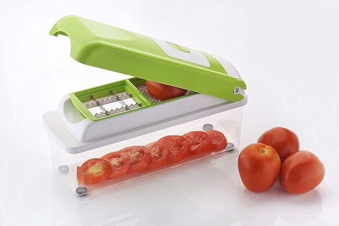 HOB Pro Original Vegetable Chopper - Chopper and Spiralizer - Food Chopper with Container, Fruit Cutter, Onion Dicer - All-in-One Prep Tool - Kitchen Gadgets and Gifts (12 in 1, White/GREEN)