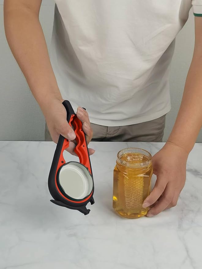 Jar & Bottle Opener with Gripper Pad for Weak Hands, Seniors with Arthritis | Multifunction Lid Opener & Kitchen Gadgets, Adjustable, Non-slip, Effortlessly Open Jar Lids Bottle Caps and Pull-tab Cans