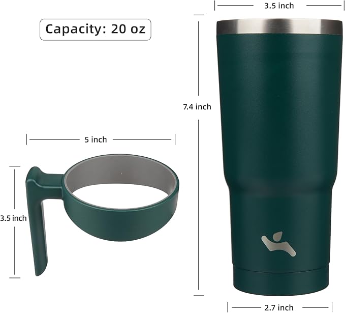Konokyo 20 oz Tumbler with Handle and Straw, Insulated Travel Mug | Lavender; BPA-free, leak-proof tumbler with 2 lids, 2 straws, cup holder fit for coffee, office, travel & daily use