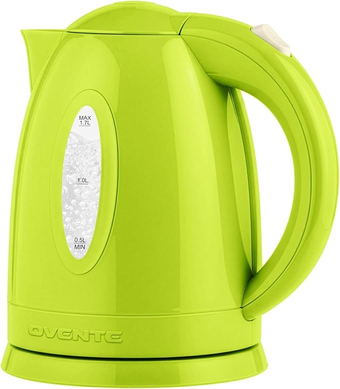 OVENTE Electric Kettle,1.7L Fast Boiling Water Heater for Coffee or Tea,BPA Free with Water Level Gauge,Auto Shut-Off,Boil-Dry Protection,Indicator Light and Removable Filter,Green KP72G,(Pack of 12)