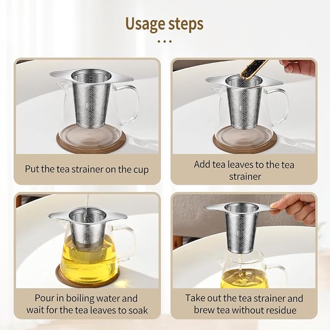 2Pack Stainless Steel Tea Strainers for Loose Tea Infuser, BOMANSI BOMS Extra-Fine Mesh Tea Infuser for Loose Leaf Tea, Tea Holder Loose Leaf Tea Steeper, Tea Diffuser for Rooibos, Black Tea, Herbal