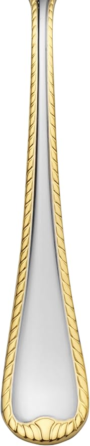 Mikasa Cameo Gold 65-Piece Flatware Set for 12, 18/10 Stainless Steel Silverware with 24-Karat Gold Accents, Teardrop Handles, Dishwasher Safe