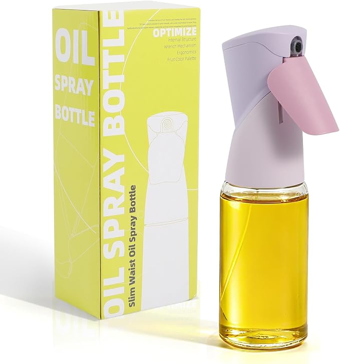 Oil Sprayer for Cooking, Upgraded 7.4oz Olive Oil Sprayer Mister, Large Olive Oil Spray Bottle for Air Fryer, Salads, BBQ & Kitchen, Professional Oil Sprayer with Even Mist (Purple)