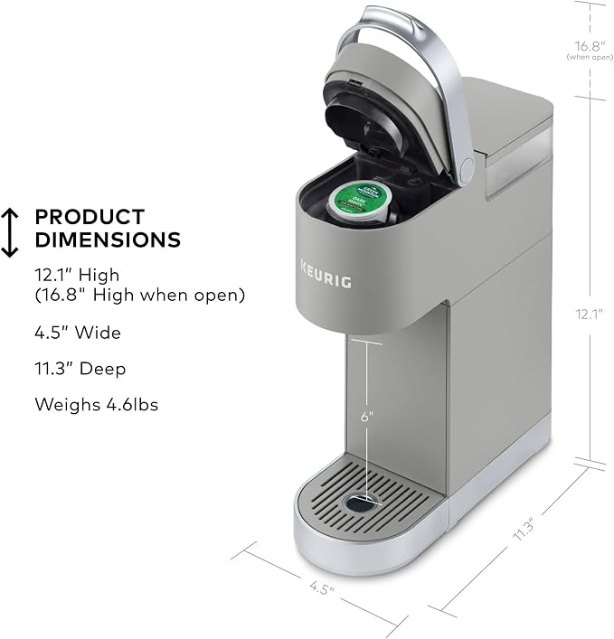 Keurig K-Mini Plus Single Serve K-Cup Pod Coffee Maker, with 6 to 12oz Brew Size,Gray (Renewed) | 6 to 12oz Brew Size