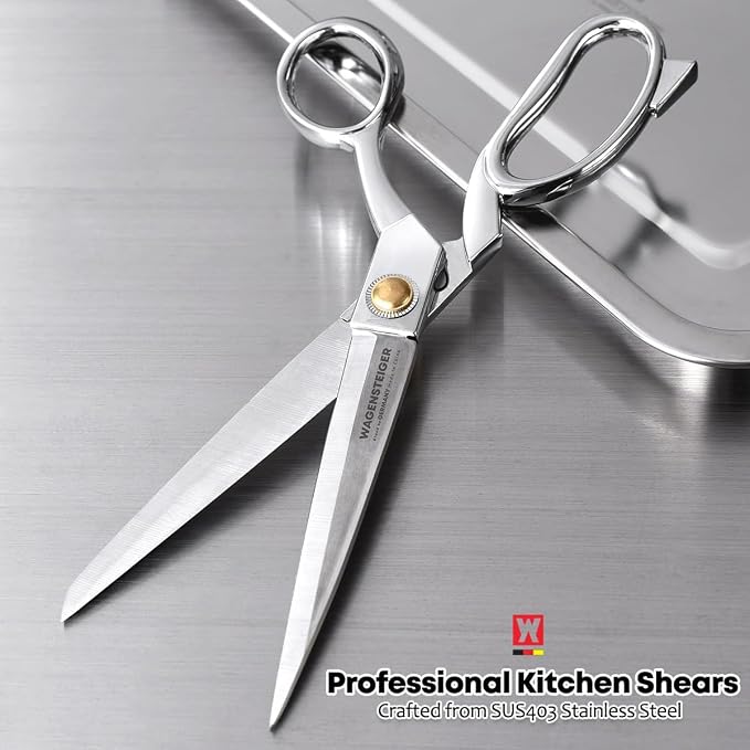 WAGENSTEIGER Stainless Steel Kitchen Scissors, Multi-Purpose Shears for Meat, Vegetables, Poultry & Seafood, Razor-Sharp Blades, Ergonomic Grip, Herb Stripper, Dishwasher Safe (Food Scissors 1601)