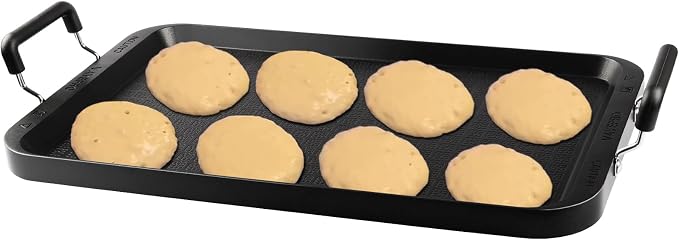 Stove Top Griddle, 22 Inch 2 Burner Large Grill Pan for Stove Top, Non-Stick Aluminum with Handles, Indoor Outdoor Cooking/Camping