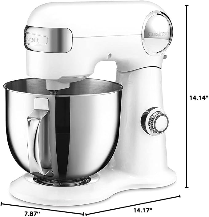Cuisinart SM-50 Precision Master 5.5-Quart Stand Mixer White Linen Bundle with Deco Chef Pair of Red Heat Resistant Oven Mitt and 1 YR CPS Enhanced Protection Pack